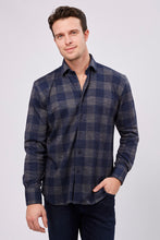 Load image into Gallery viewer, FW22 Max Colton James Shirt in Grey Navy Plaid (Big &amp; Tall)
