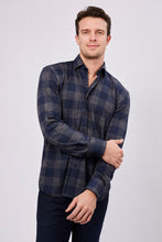 Load image into Gallery viewer, FW22 Max Colton James Shirt in Grey Navy Plaid
