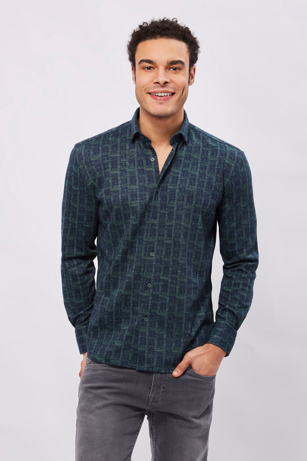 FW22 Max Colton James Shirt in Navy/Green