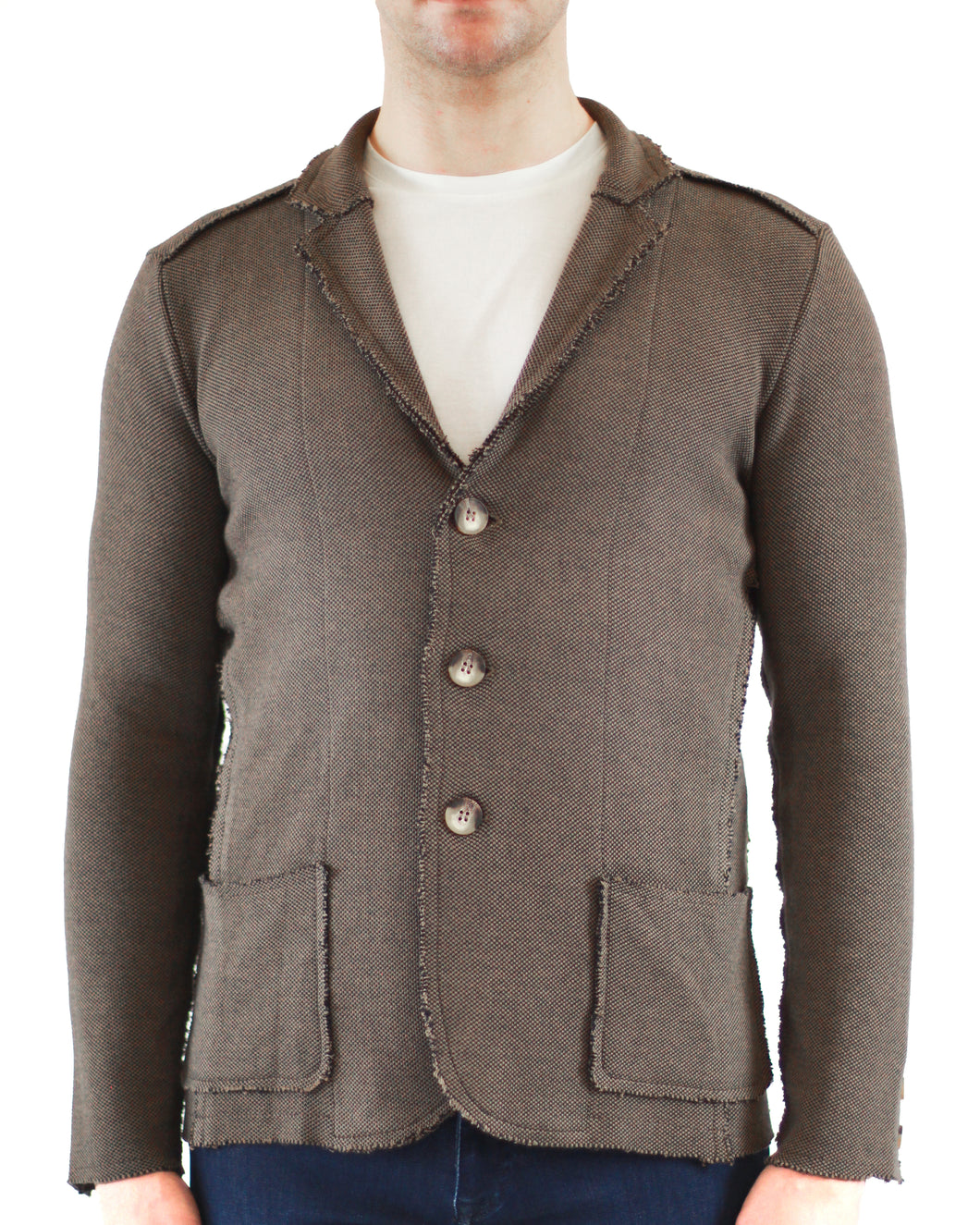 Taupe and Black Deconstructed Knit Sportcoat
